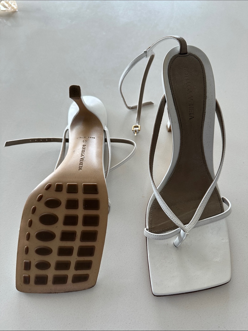 Bottega Veneta White Strap Stretch Sandals - Picture 4 of 5